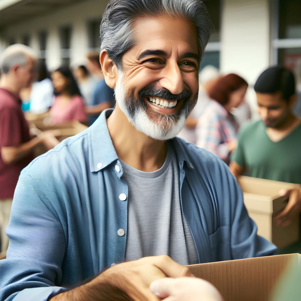 I am engaging with the community, finding joy and purpose in contributing to the well-being of others