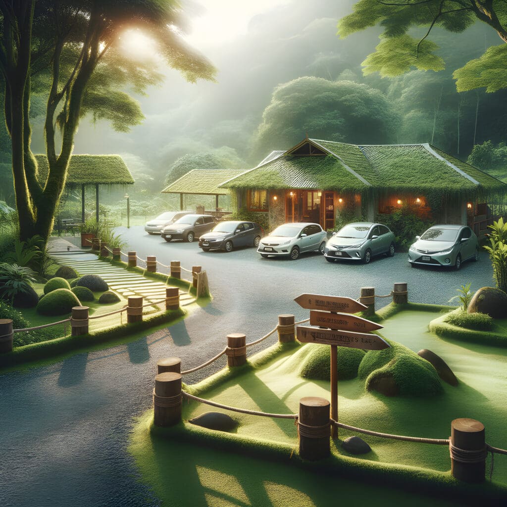 Parking at wellness retreat