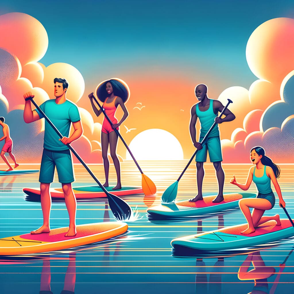 stand-up paddleboarding activities at a wellness retreat