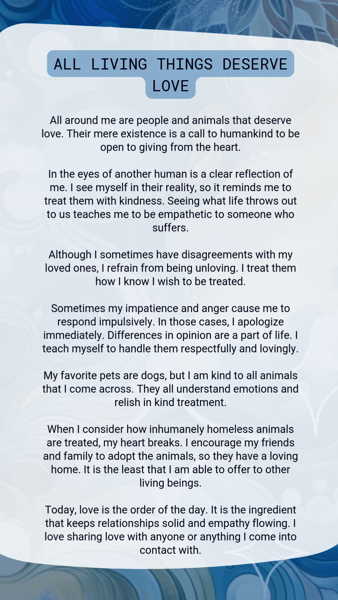 All living things deserve love